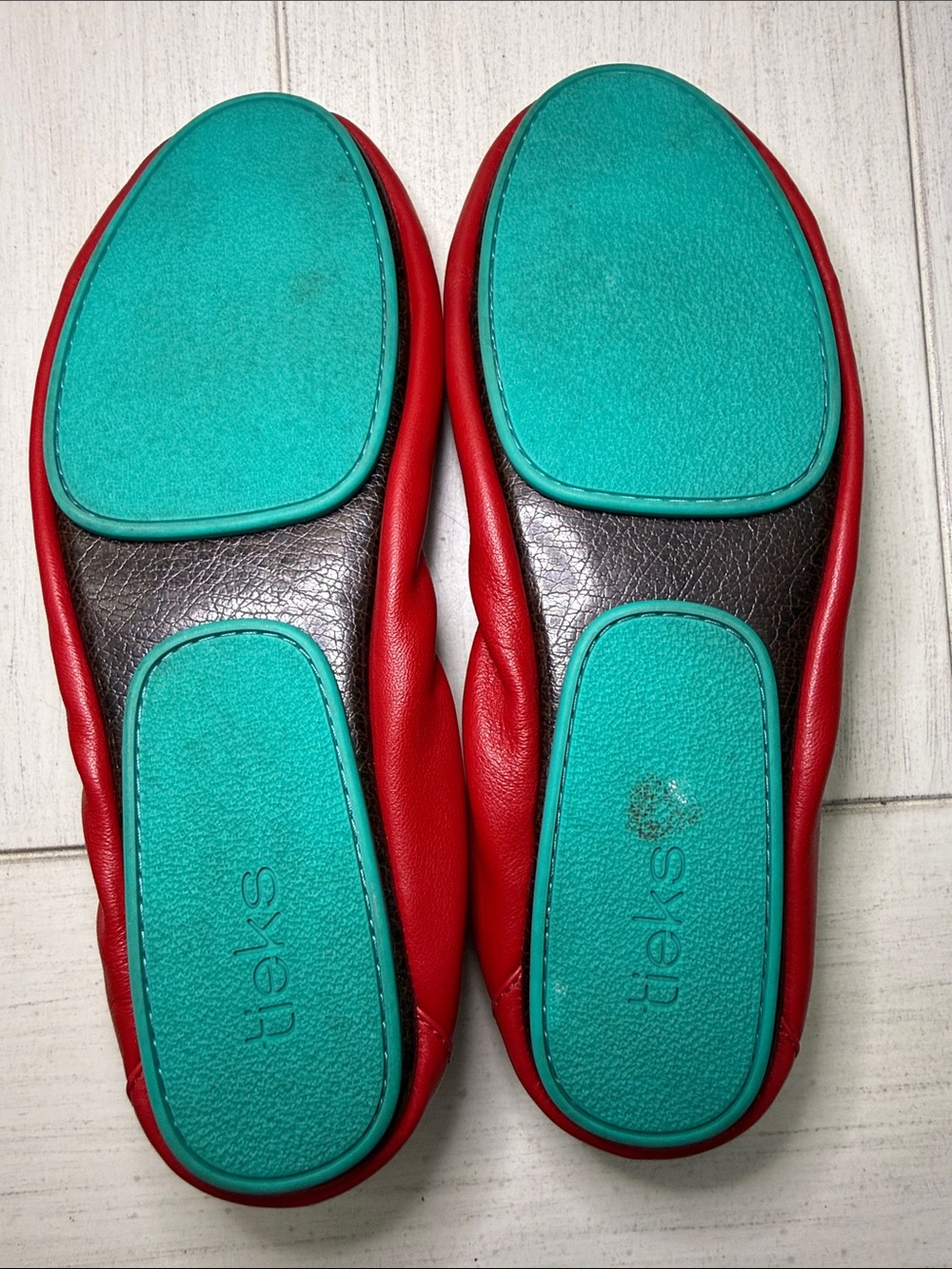 Tieks True Love Red Leather Ballet Flats Size 11: Worn once. - Picture 4 of 4